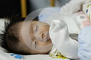 Close-up of Cute Asian Baby boy on Sleeping