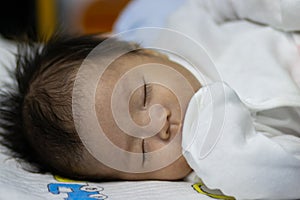 Close-up of Cute Asian Baby boy on Sleeping