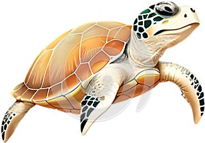 Close-up of cute cartoon Sea Turtle Icon.