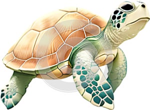Close-up of cute cartoon Sea Turtle Icon.