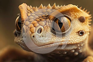 close-up of cute little dragon's face, with its eyes and nostrils visible