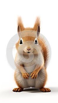 A close up of a cute squirrel against white background