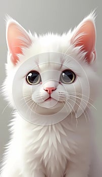 A Close Up Cute White Cat Expressions by Generative AI for Wallpaper Android photo