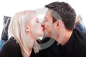 Close-up of cute young couple kissing