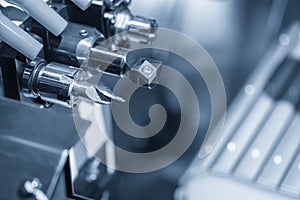 Close-up of the cutting tools magazine .