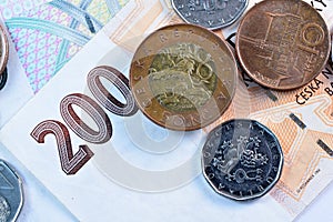 Close up Czech Koruna currency, Czech Republic