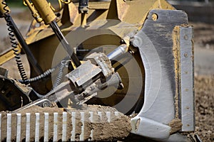 Close up of a D6 bulldozer blade