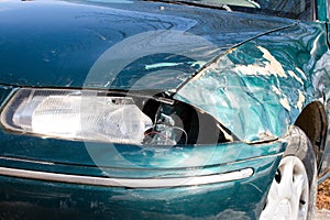 Close-up damaged car