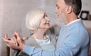 Close up of dancing senior couple