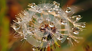 Close Up of Dandelion With Water Droplets