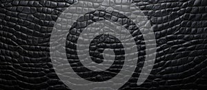 Close up of a dark black leather texture resembling an automotive tire pattern