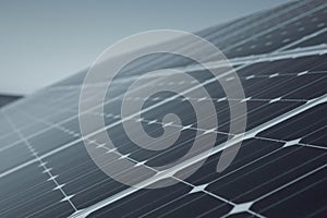 Close-up of dark blue solar panel. Abstract solar panels texture background.