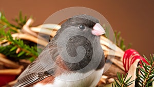 Close-Up Dark-Eyed Junco Portrait in Artistic Studio Setting