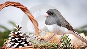 Close-Up Dark-Eyed Junco Portrait in Artistic Studio Setting