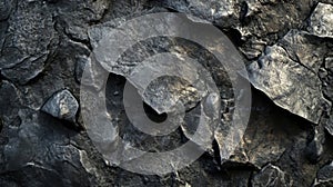 Close-up of Dark, Rough, Textured Rock Surface