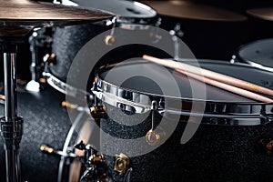Drum Set Close-Up with Drumsticks