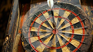 Close Up of Dart in Wooden Box, An Illustration of Precision and Accuracy