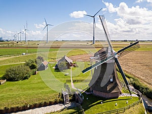 Close up of De Goliath windmill in northern Netherlands