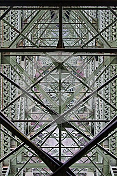 Close up of Deception Pass Bridge structural geometry