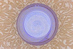 Close up of a decorated vault at Sheik Zayed mosque in Abu Dhabi