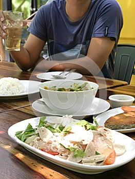 Close up of decoration food on the table