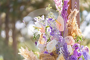 Close-up decoration with fresh flowers of venues