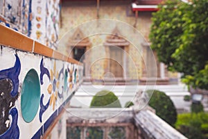 Close-up decoration of Wat Arun, Bangkok, Thailand