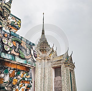 Close-up decoration of Wat Arun, Bangkok, Thailand