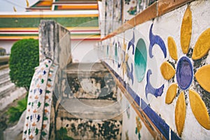 Close-up decoration of Wat Arun, Bangkok, Thailand