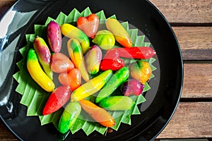 Close-up deletable imitation fruits