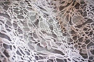 close up of delicate patterns etched on undergarment fabric