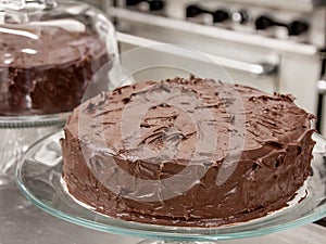 Close up of delicious cake with chocolate photo