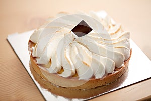 Close up of delicious creamy cake
