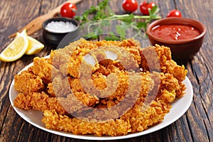 Close-up of crispy fried chicken breast photo