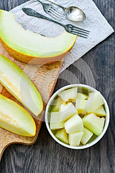 Green Organic Honeydew Galia Melon.