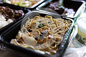 Close-up of delicious spaghetti aglio olio