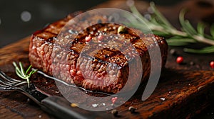 A close up of a delicious steak plating with ingredients