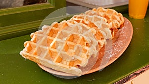 Close up of delicious waffles