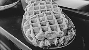Close up of delicious waffles
