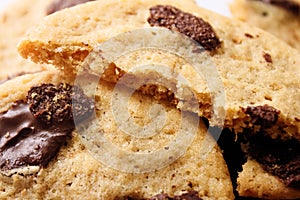 Delicious, cruncky and sweet Choco Chip golden Cookies photo