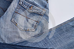 Close-up denim jeans with pocket.