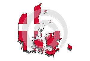 Close up on Denmark map on white background