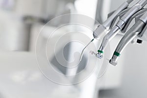 Close up of dental drills using at modern dental office