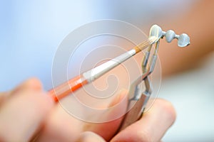 Close up dental prosthesis work