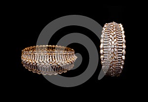Close up of designer diamond bracelets