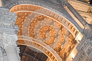 Close up detail of the arch of the Galleria Vittorio Emanuele II in Milan Italy
