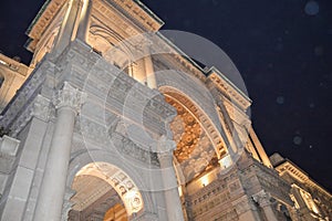 Close up detail of the arch of the Galleria Vittorio Emanuele II in Milan Italy