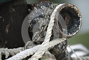 Close Up Detail Of Boat Rope Winch