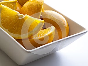 Close-up detail of a bowl full of sliced â€‹â€‹orange slices