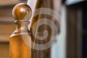 Close-up detail of brown wooden stairs